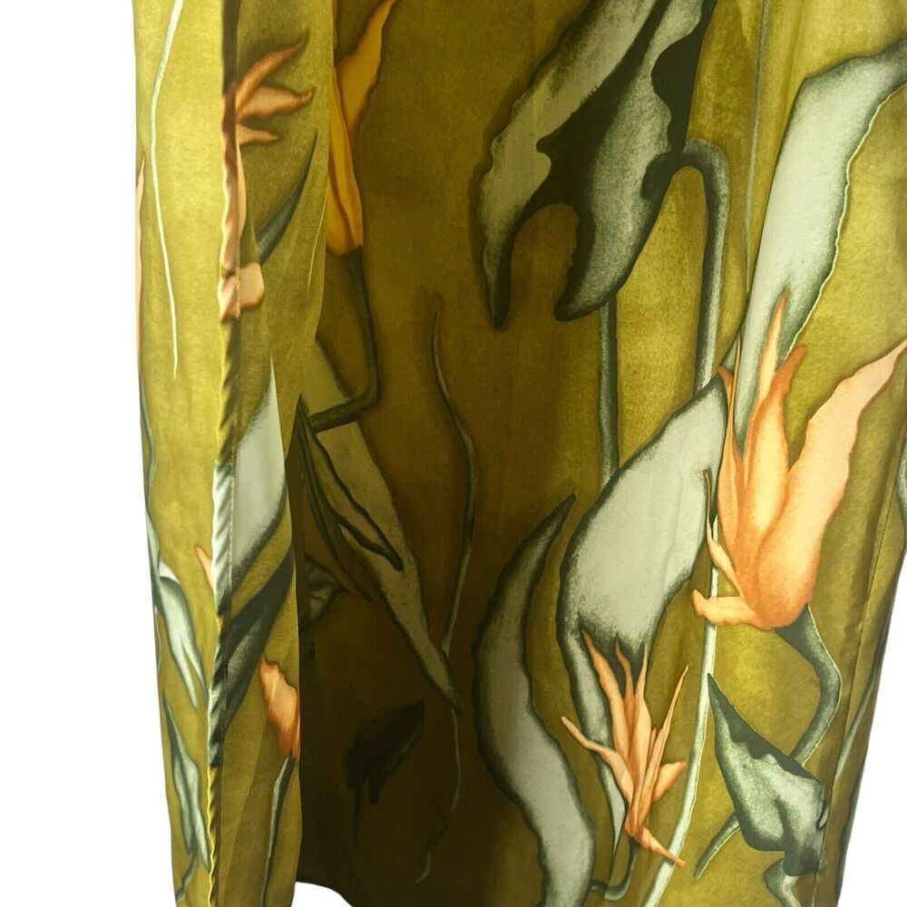 Taiga Paris Vintage Women's Size 12 Midi Tulip Wrap Skirt Side Tie Olive Floral - Picture 5 of 11